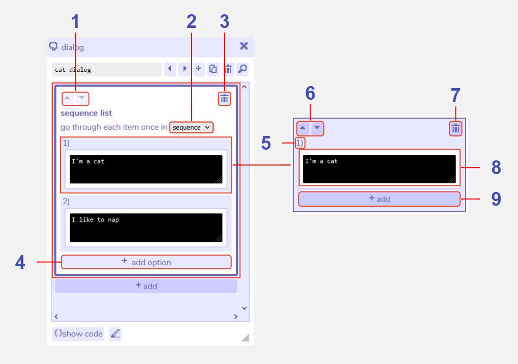 sequence, cycle, and shuffle lists diagram