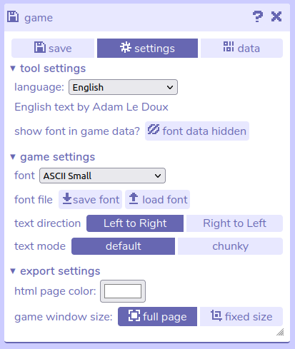 settings menu screenshot